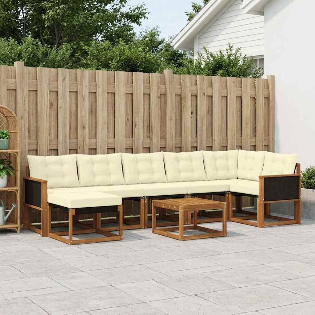 Outdoor-Sofagarnitur mit Kissen 8 pcs Natur und Creme