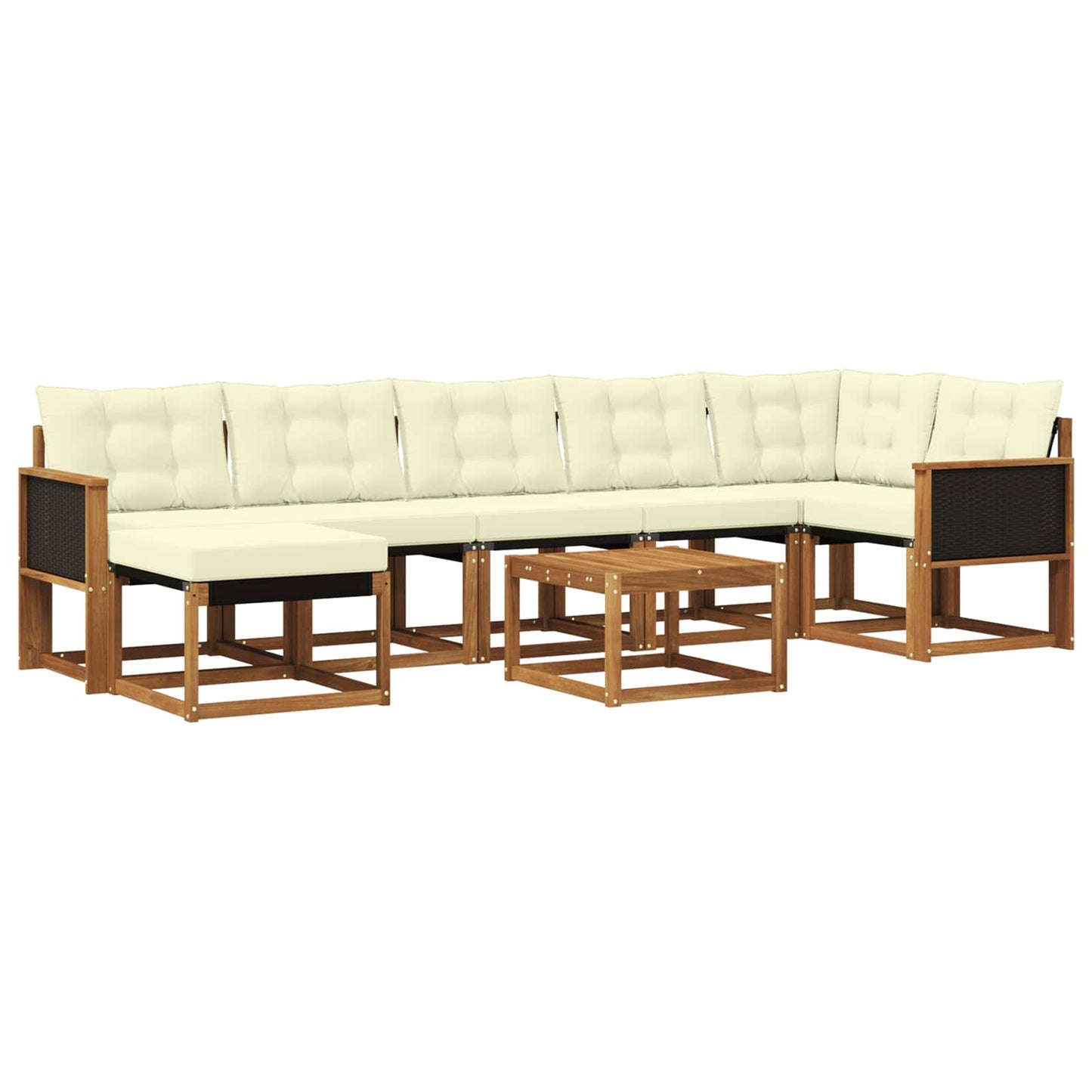 Outdoor-Sofagarnitur mit Kissen 8 pcs Natur und Creme