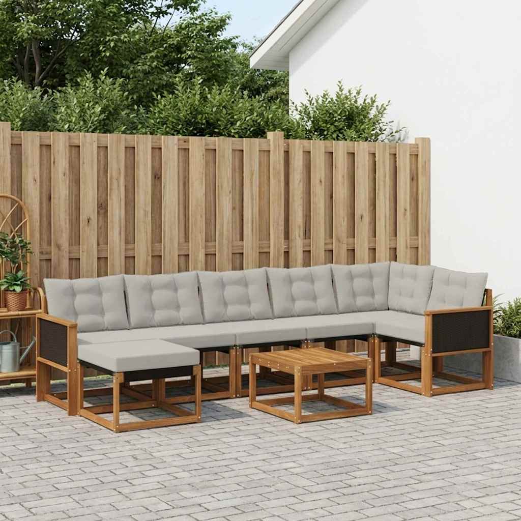 Outdoor-Sofagarnitur 8 stk. Natur und Hellgrau