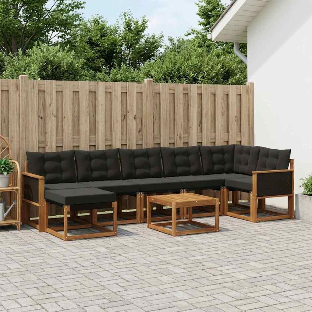 Outdoor-Sofagarnitur 8 stk. Natürlich und Schwarz