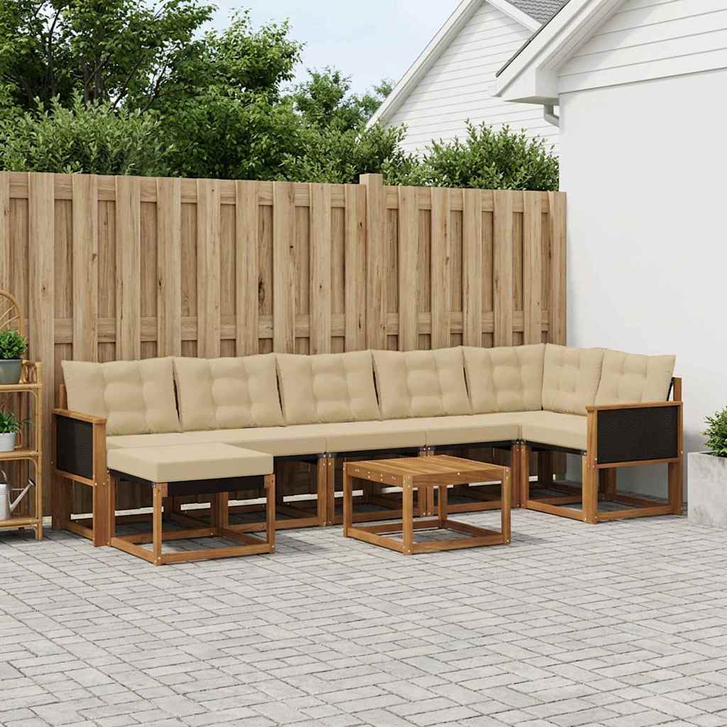 Outdoor-Sofagarnitur mit Kissen 8 pcs Natur und Beige