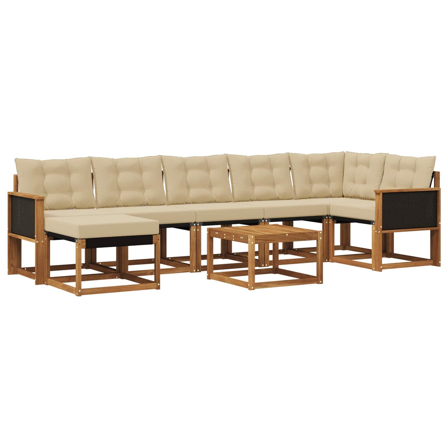 Outdoor-Sofagarnitur mit Kissen 8 pcs Natur und Beige