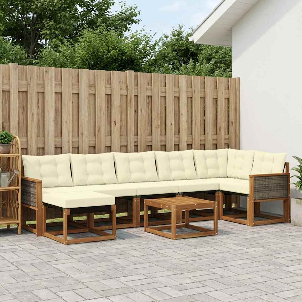 Outdoor-Sofagarnitur mit Kissen 8 pcs Natur und Creme