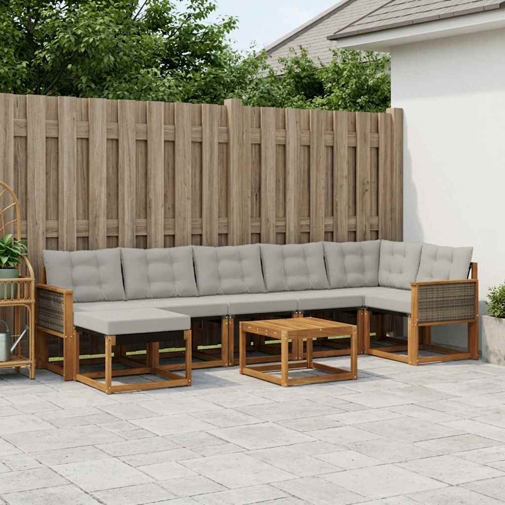 Outdoor-Sofagarnitur 8 stk. Natur und Hellgrau