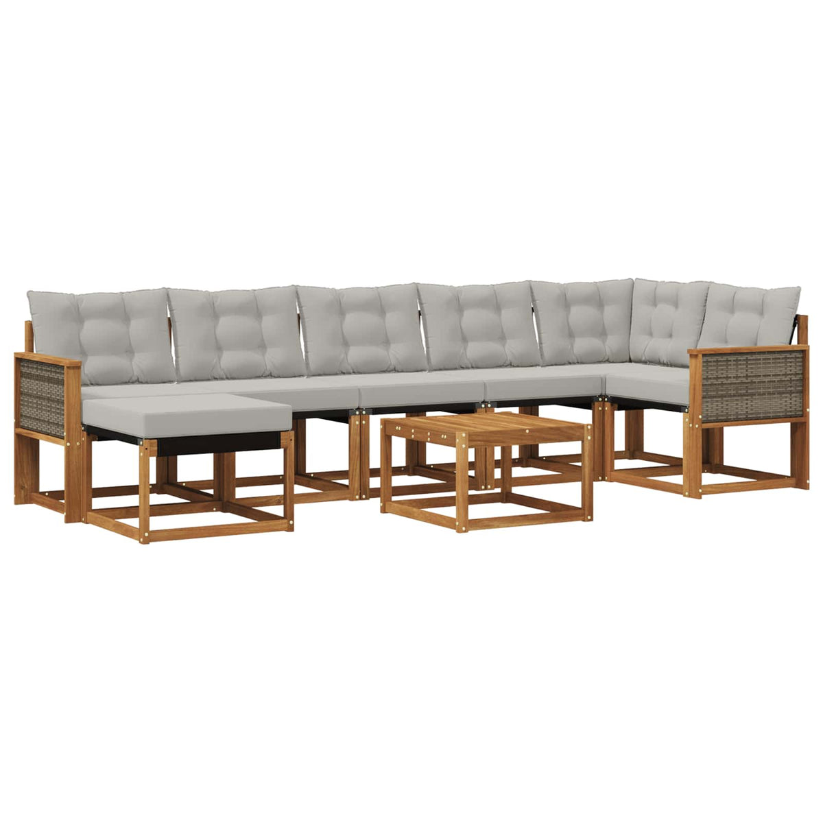 Outdoor-Sofagarnitur 8 stk. Natur und Hellgrau