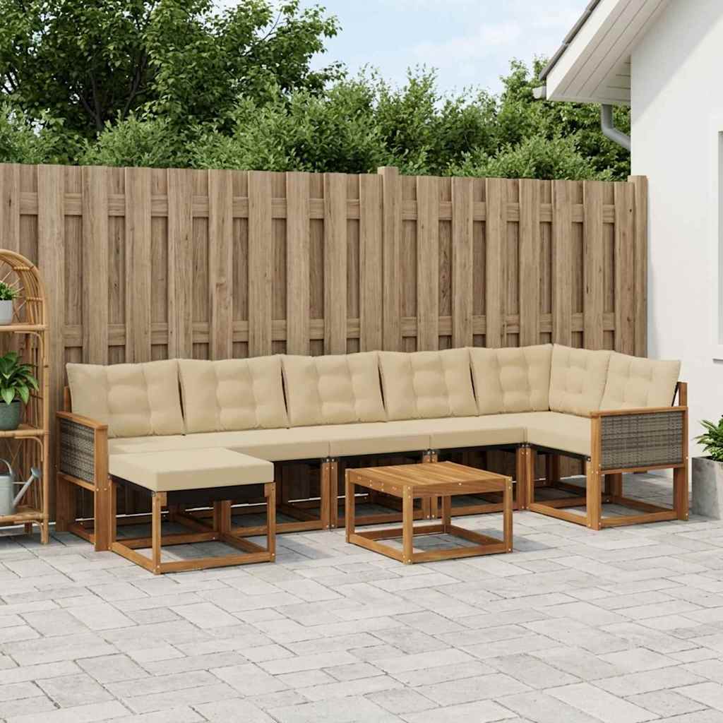 Outdoor-Sofagarnitur 8 stk. Natur und Beige
