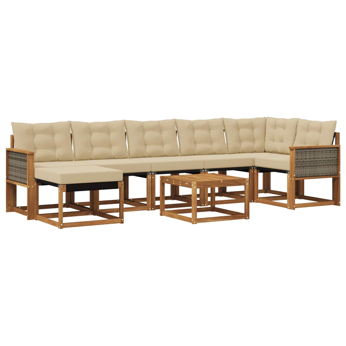 Outdoor-Sofagarnitur 8 stk. Natur und Beige