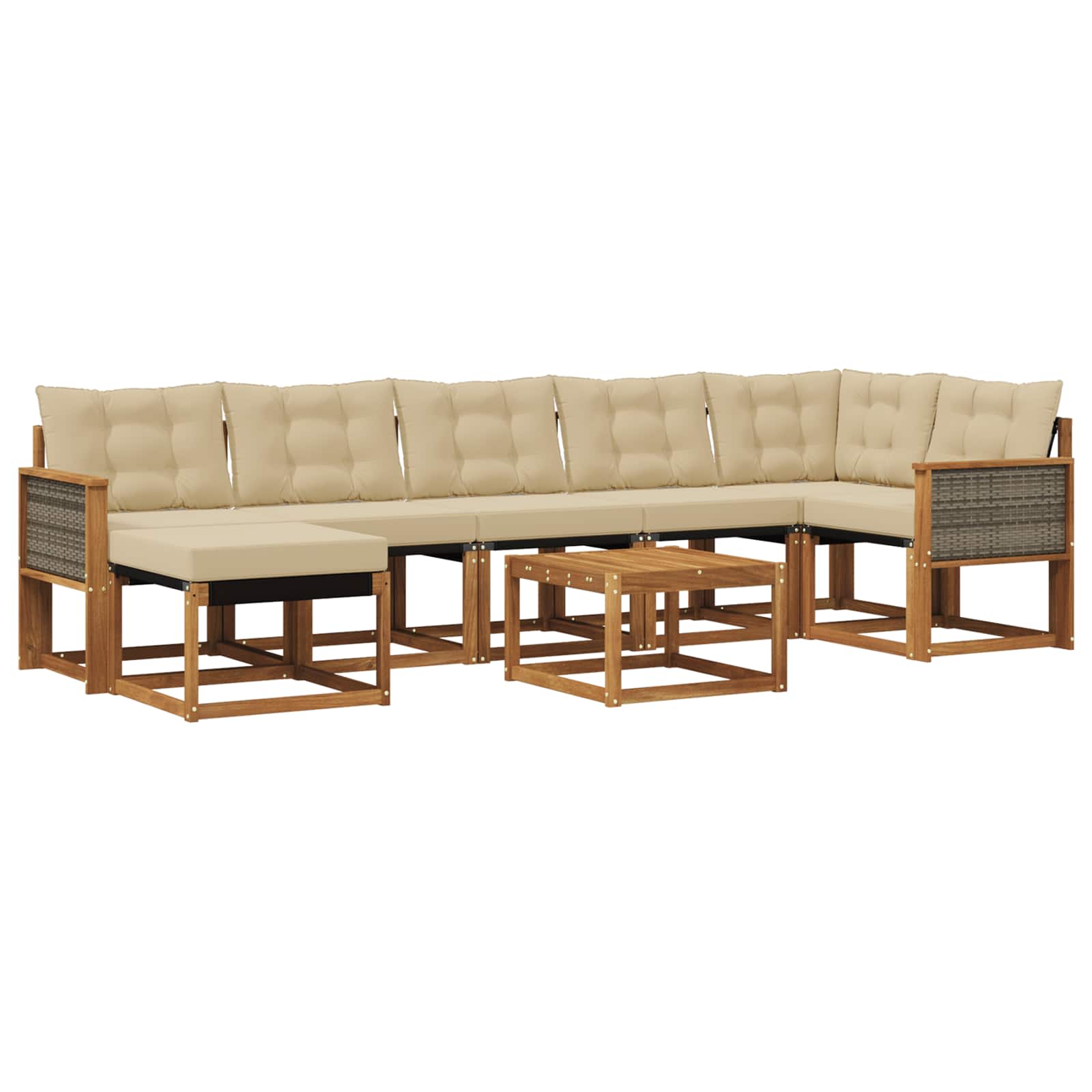 Outdoor-Sofagarnitur 8 stk. Natur und Beige
