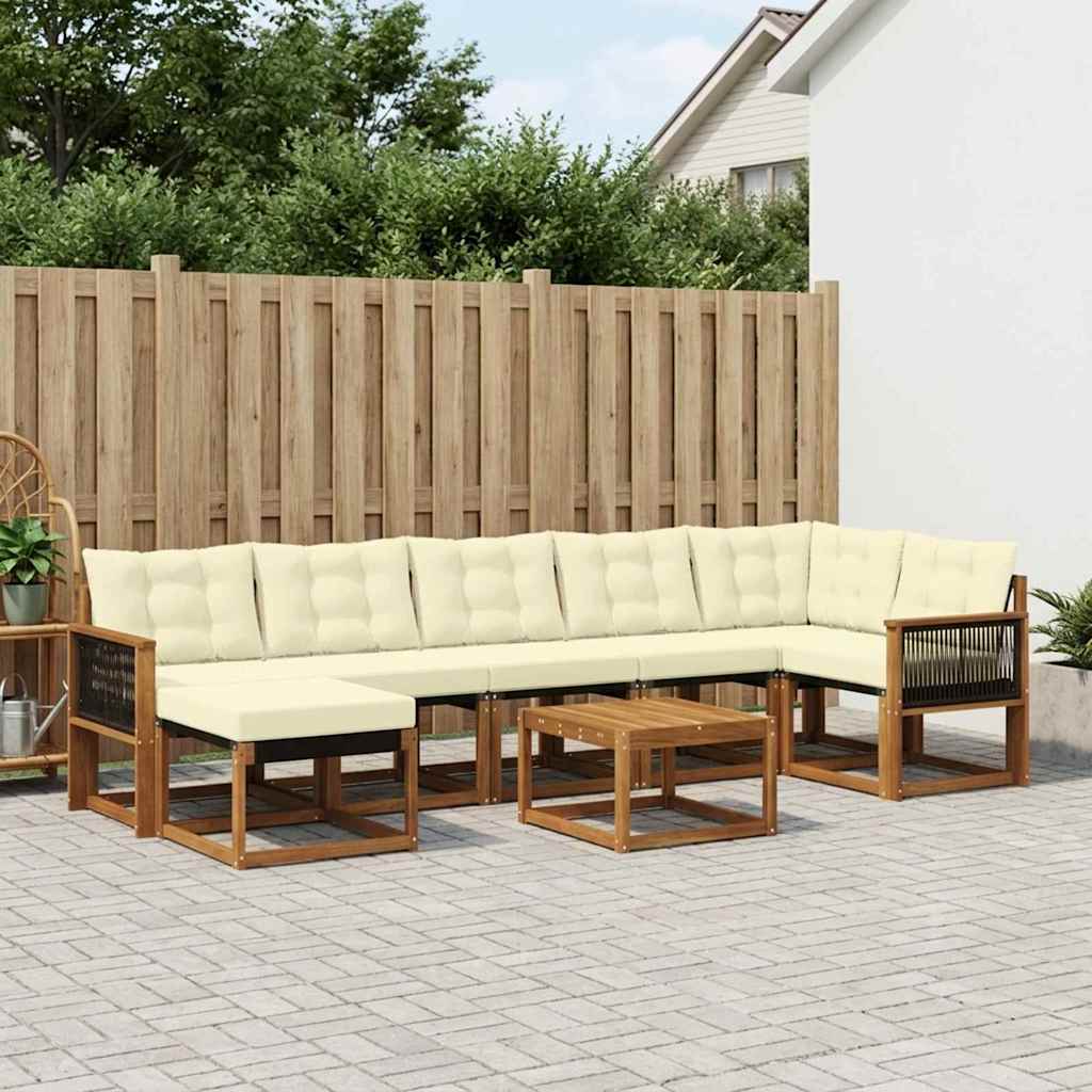 Outdoor-Sofagarnitur 8 stk. Natur und Creme
