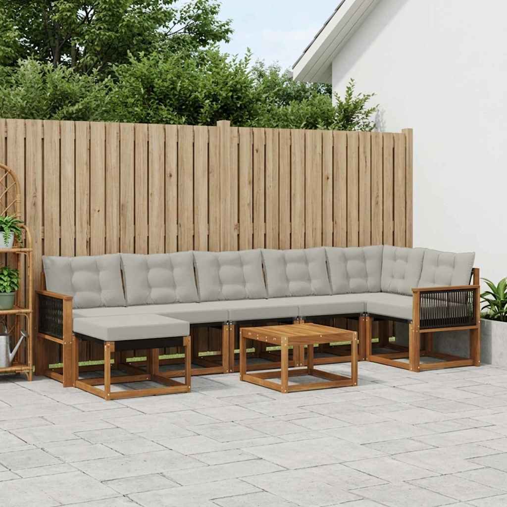 Outdoor-Sofagarnitur 8 stk. Natürlich und Hellgrau