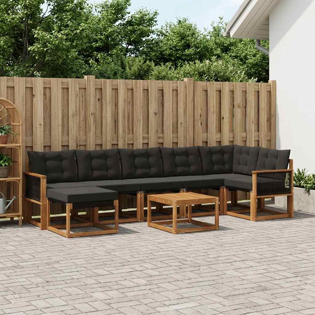 Outdoor-Sofagarnitur 8 stk. Natur und Schwarz