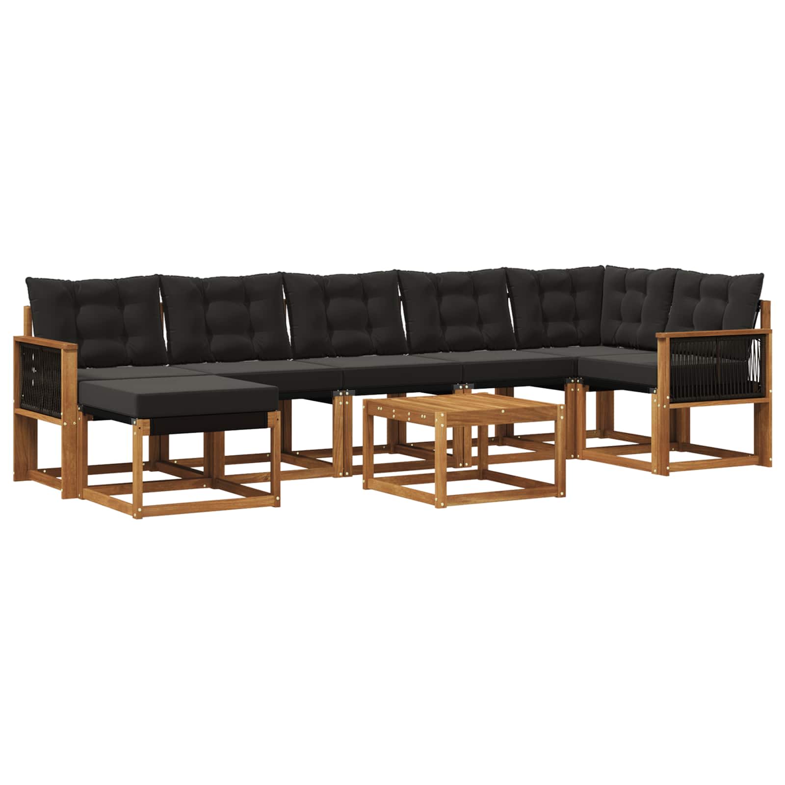 Outdoor-Sofagarnitur mit Kissen 8 pcs Natürlich und Schwarz