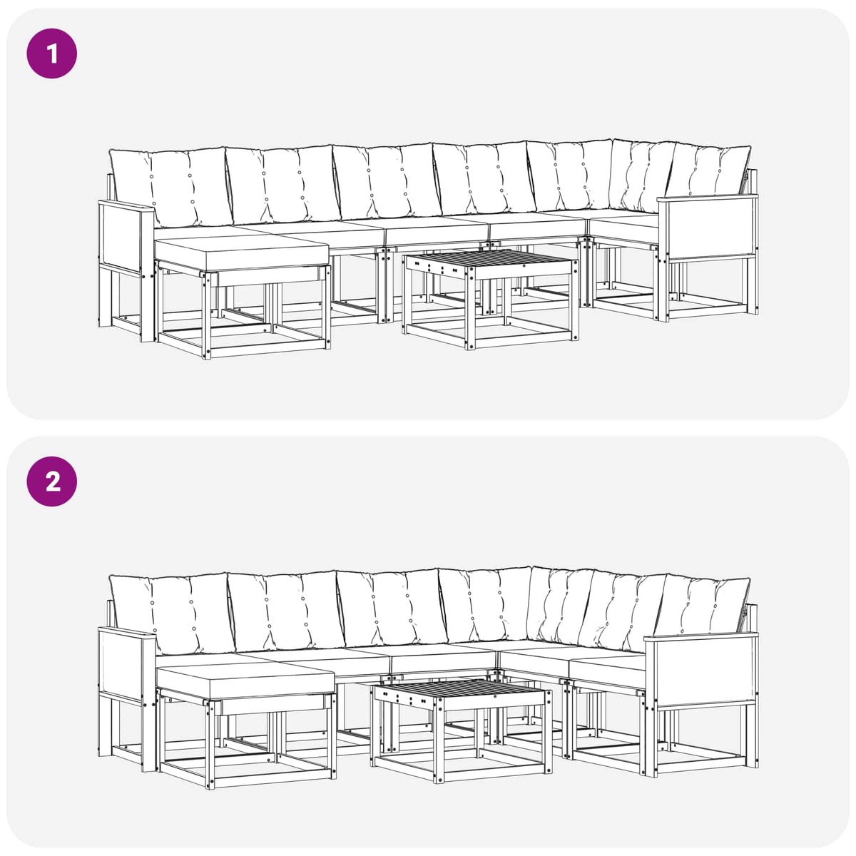 Outdoor-Sofagarnitur 8 stk. Natur und Schwarz