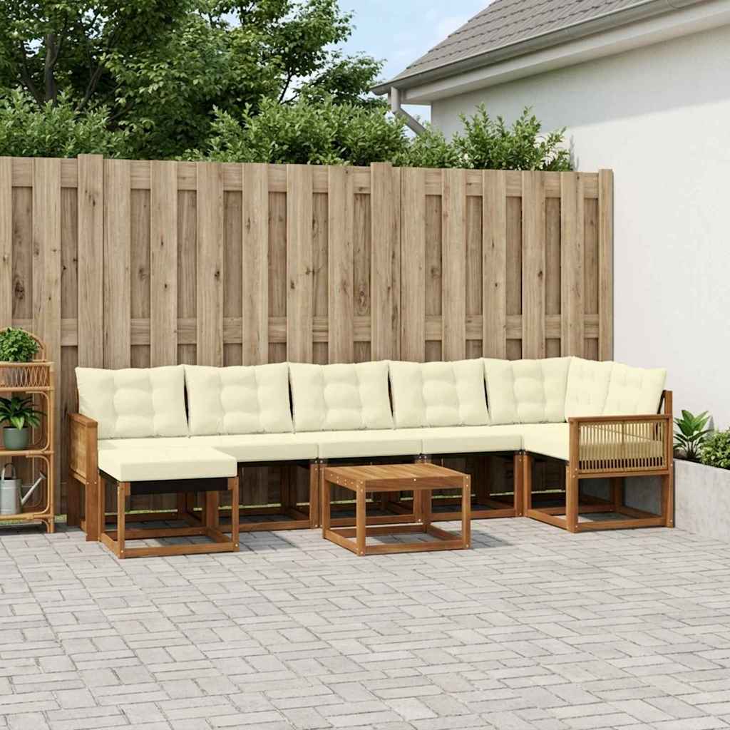 Outdoor-Sofagarnitur mit Kissen 8 pcs Natur und Creme
