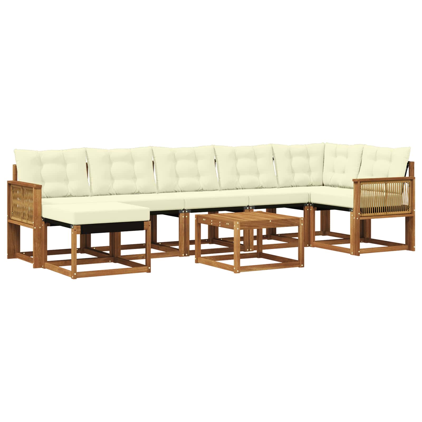Outdoor-Sofagarnitur mit Kissen 8 pcs Natur und Creme