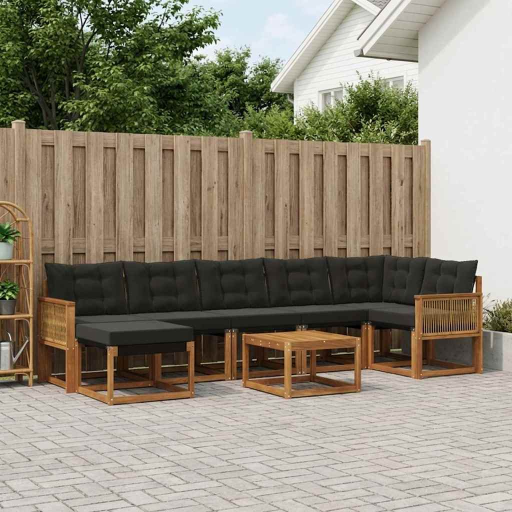 Outdoor-Sofagarnitur 8 stk. Natürlich und Schwarz