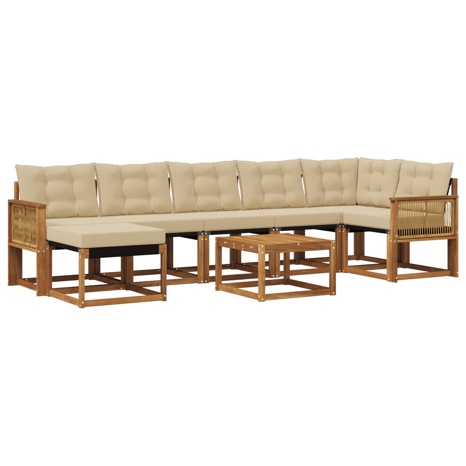 Outdoor-Sofagarnitur mit Kissen 8 pcs Natur und Beige