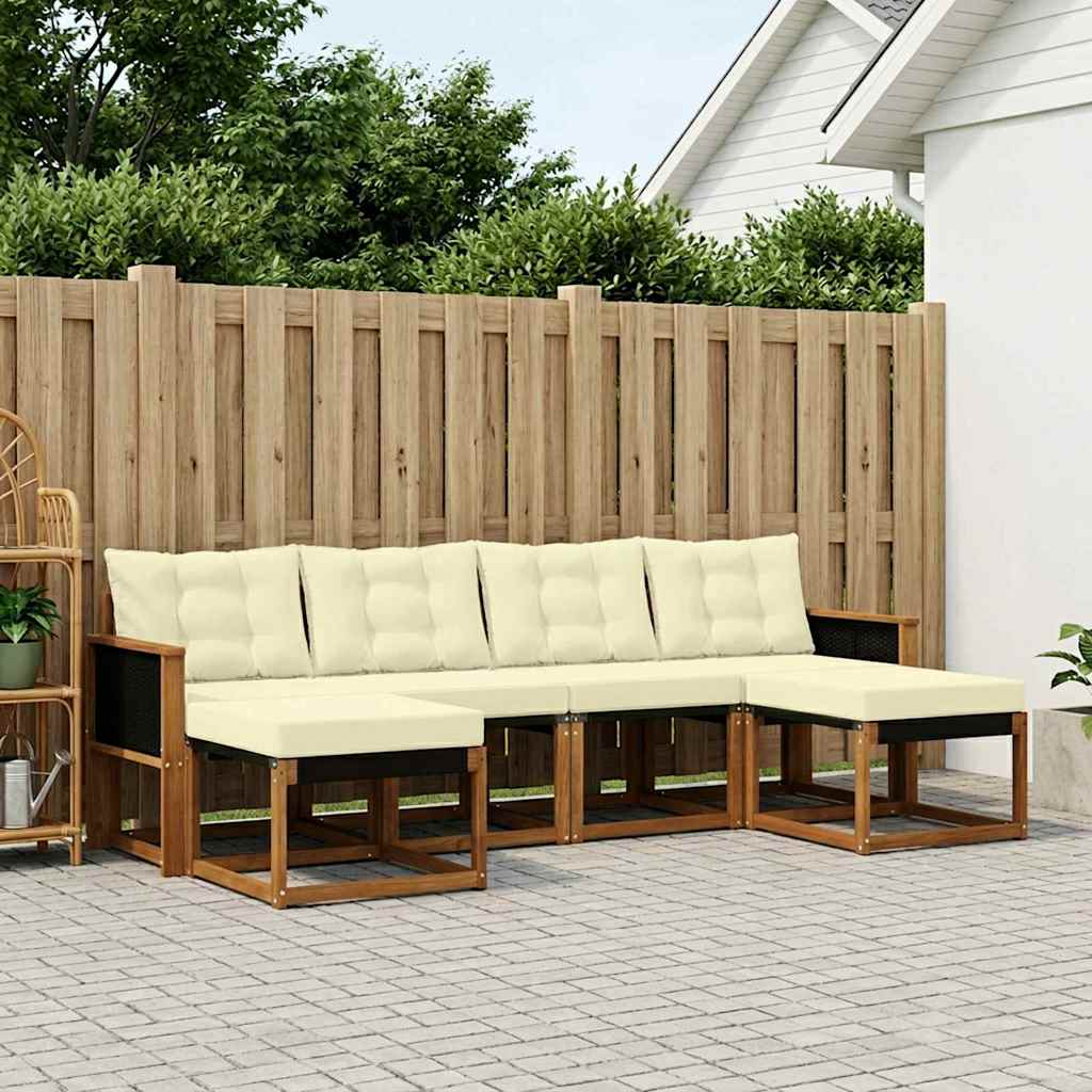 Outdoor-Sofagarnitur mit Kissen 6 pcs Natur und Creme
