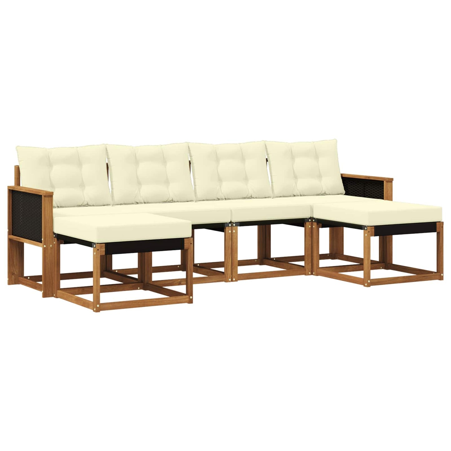 Outdoor-Sofagarnitur mit Kissen 6 pcs Natur und Creme