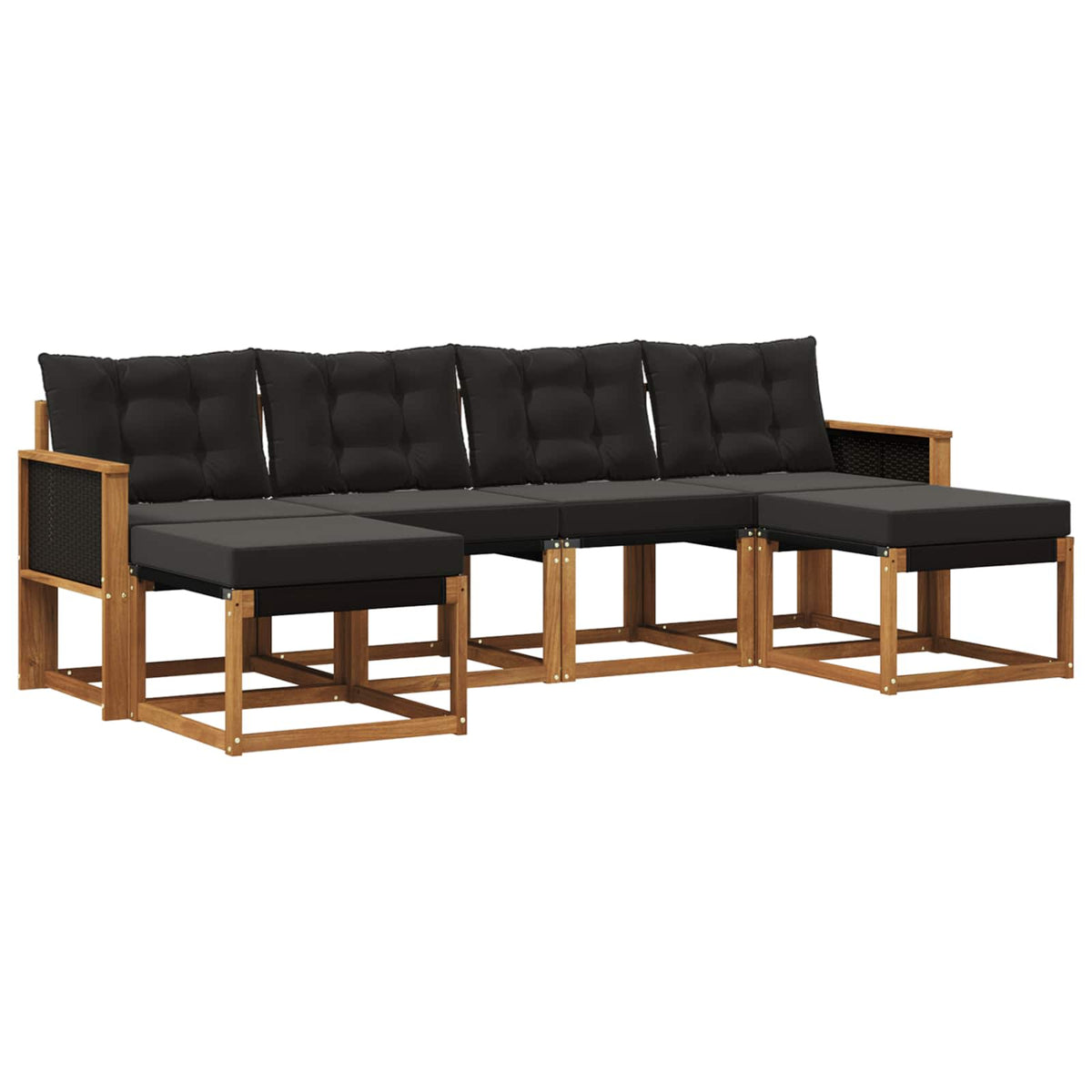 Outdoor-Sofagarnitur 6 stk. Natur und Schwarz