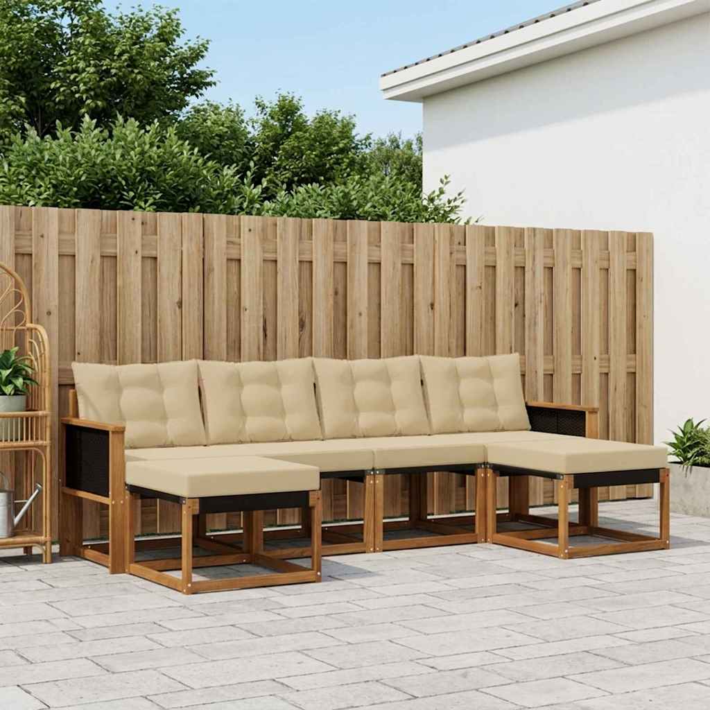 Outdoor-Sofagarnitur 6 stk. Natur und Beige