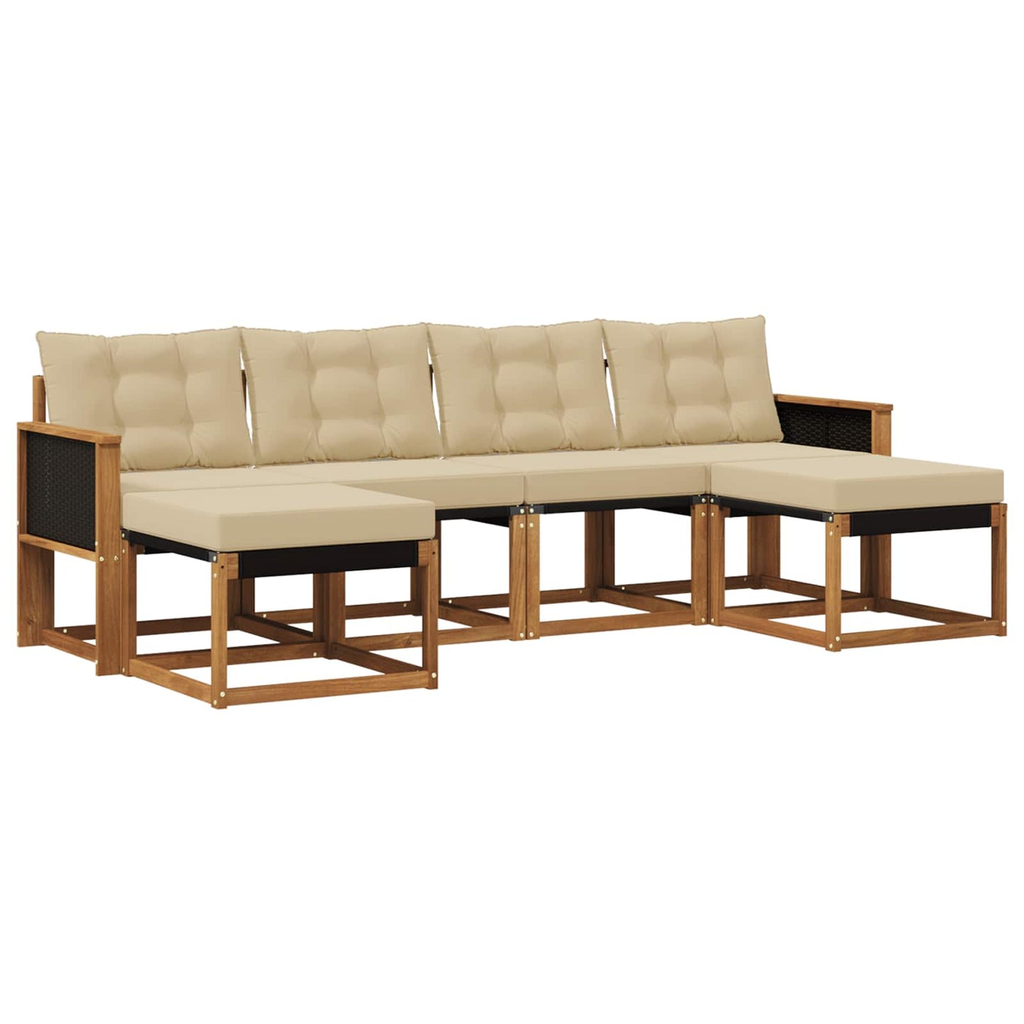 Outdoor-Sofagarnitur 6 stk. Natur und Beige