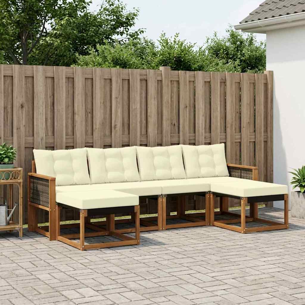 Outdoor-Sofagarnitur 6 stk. Natur und Creme