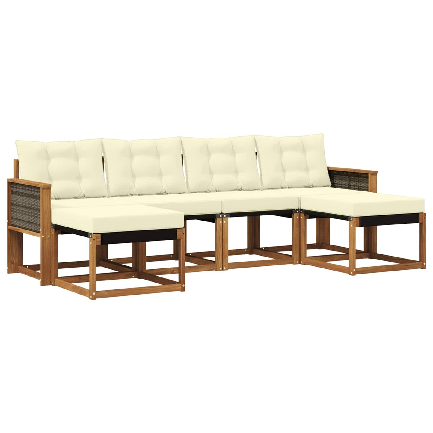 Outdoor-Sofagarnitur 6 stk. Natur und Creme