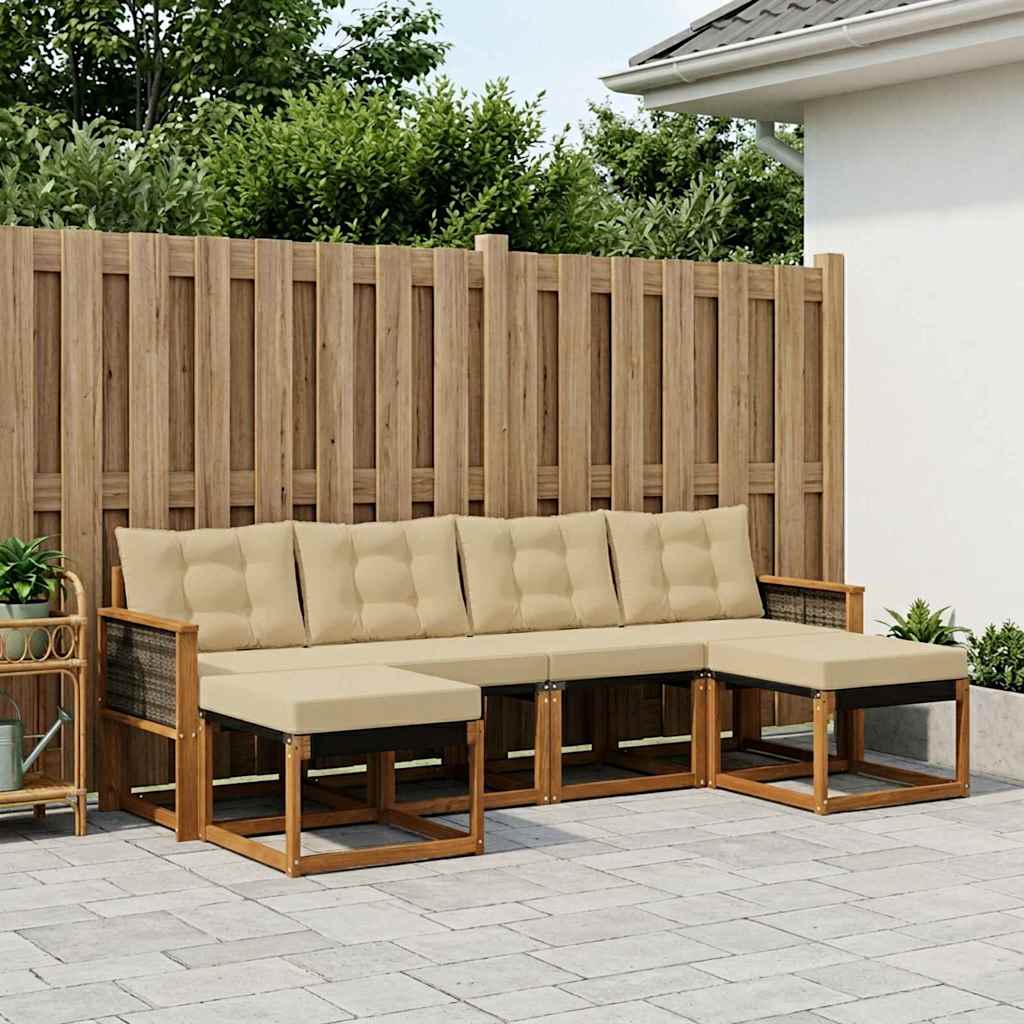 Outdoor-Sofagarnitur 6 stk. Natur und Beige