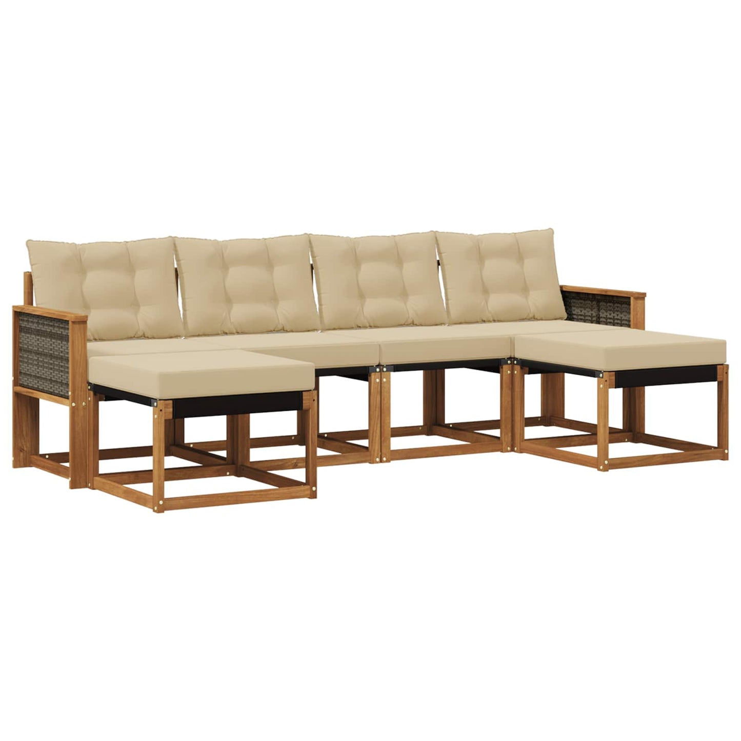 Outdoor-Sofagarnitur 6 stk. Natur und Beige