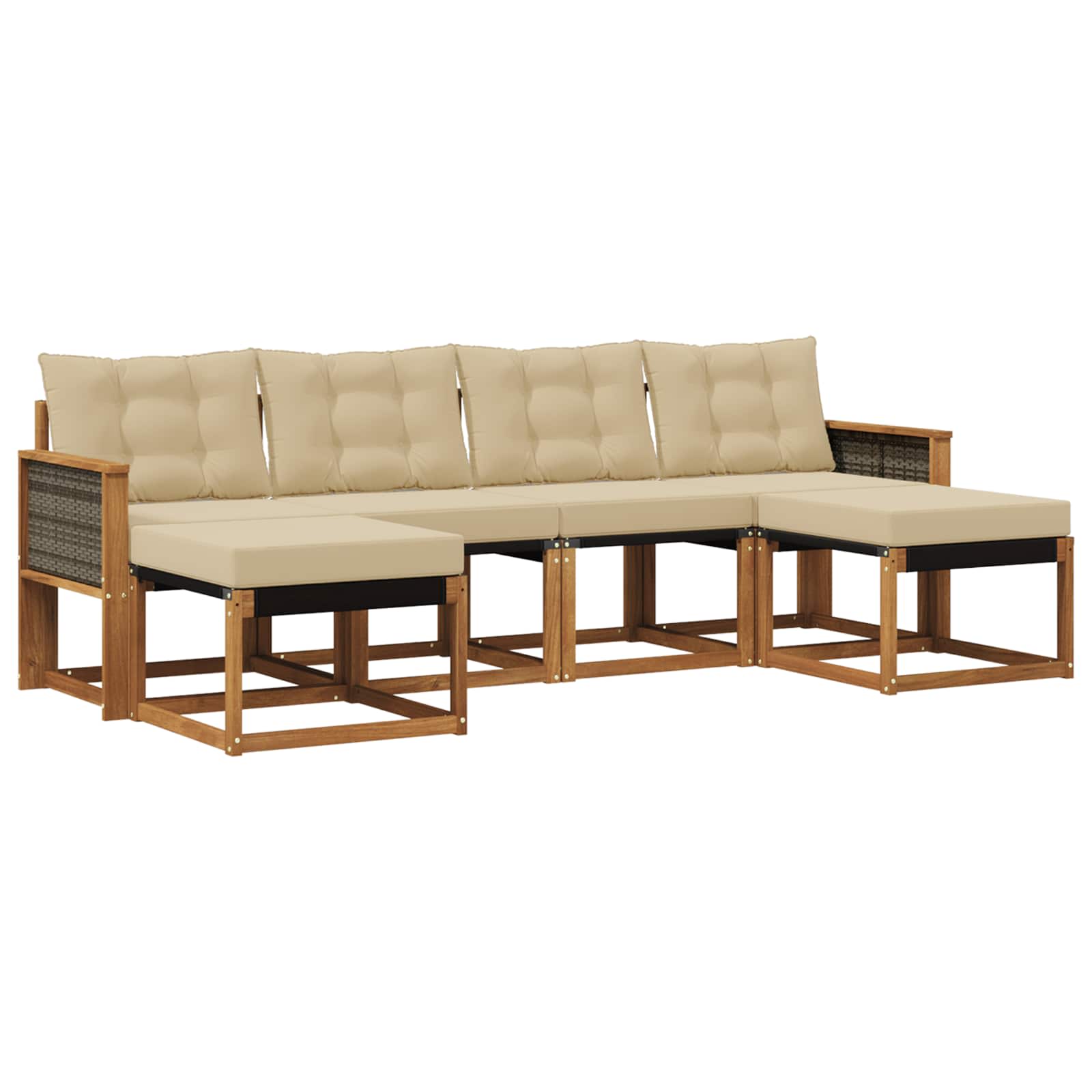 Outdoor-Sofagarnitur 6 stk. Natur und Beige