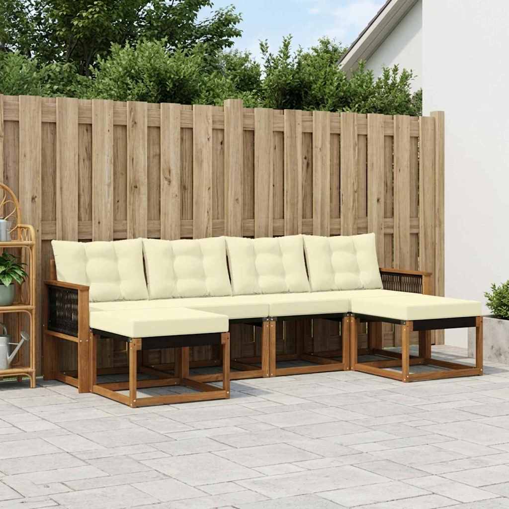 Outdoor-Sofagarnitur mit Kissen 6 pcs Natur und Creme