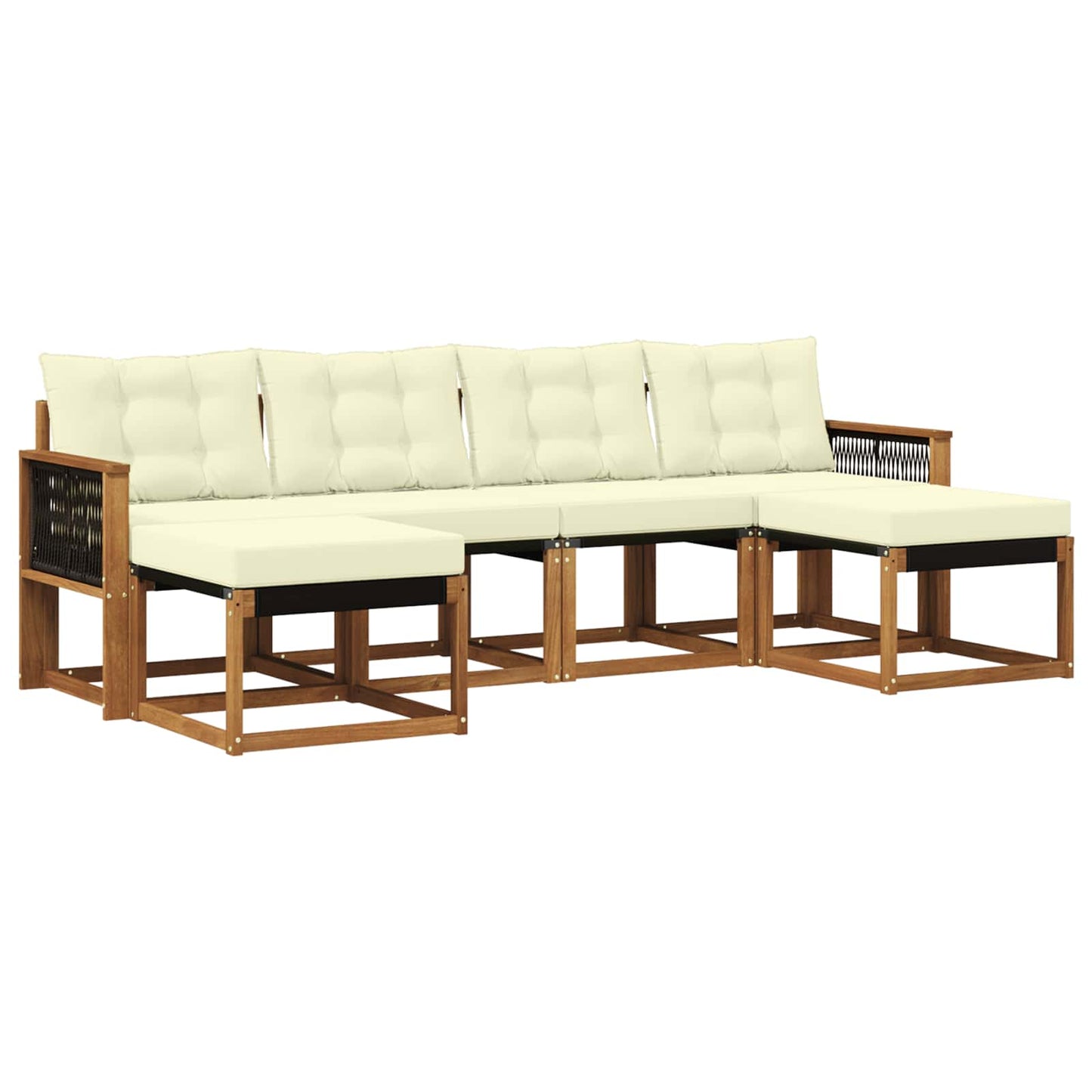 Outdoor-Sofagarnitur mit Kissen 6 pcs Natur und Creme