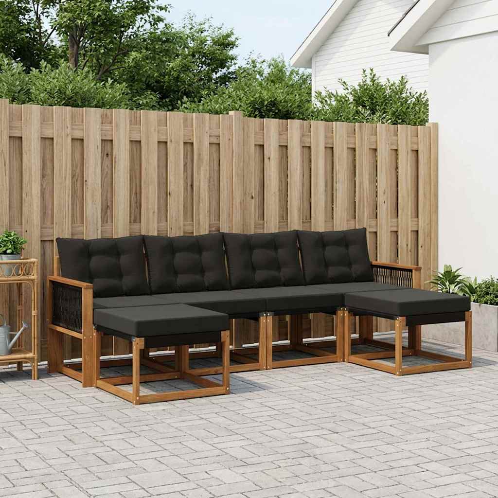 Outdoor-Sofagarnitur 6 stk. Natur und Schwarz
