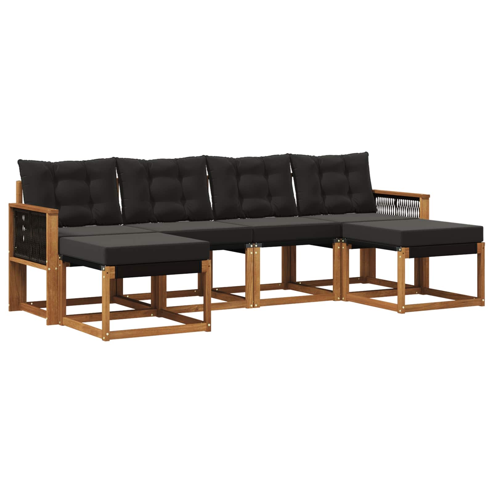 Outdoor-Sofagarnitur mit Kissen 6 pcs Natürlich und Schwarz