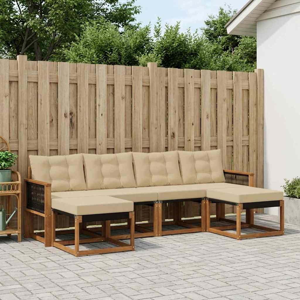 Outdoor-Sofagarnitur 6 stk. Natur und Beige