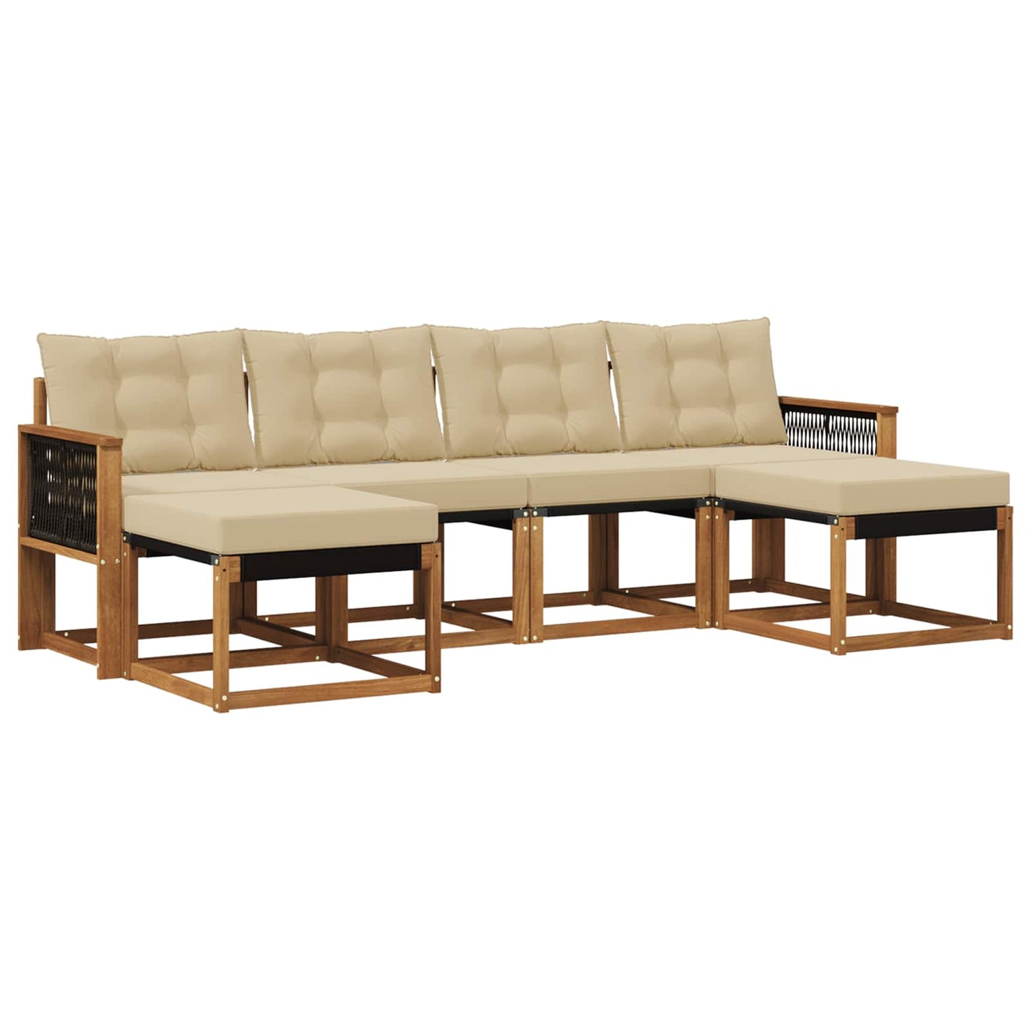 Outdoor-Sofagarnitur 6 stk. Natur und Beige