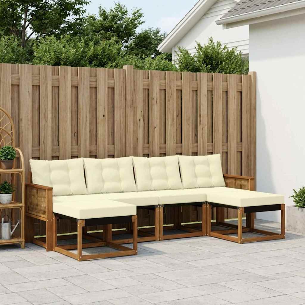 Outdoor-Sofagarnitur 6 stk. Natur und Creme