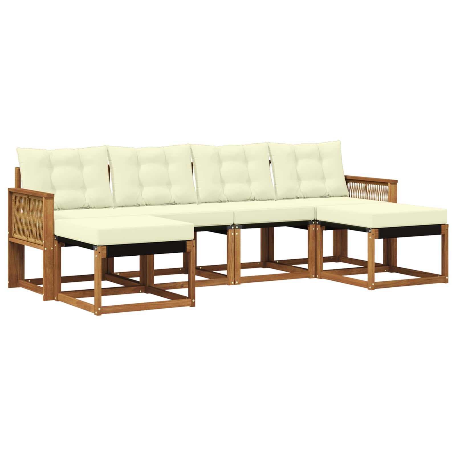 Outdoor-Sofagarnitur mit Kissen 6 pcs Natur und Creme