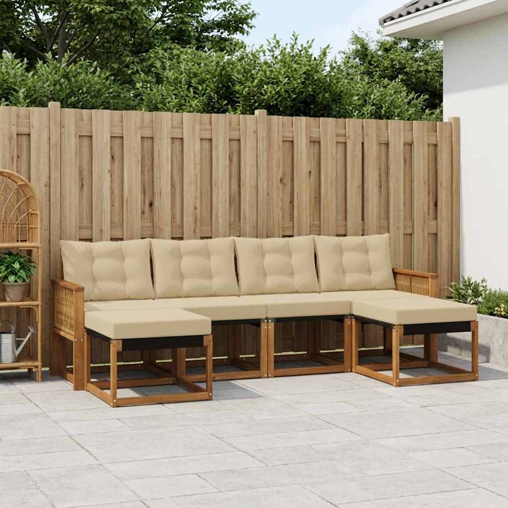 Outdoor-Sofagarnitur 6 stk. Natur und Beige