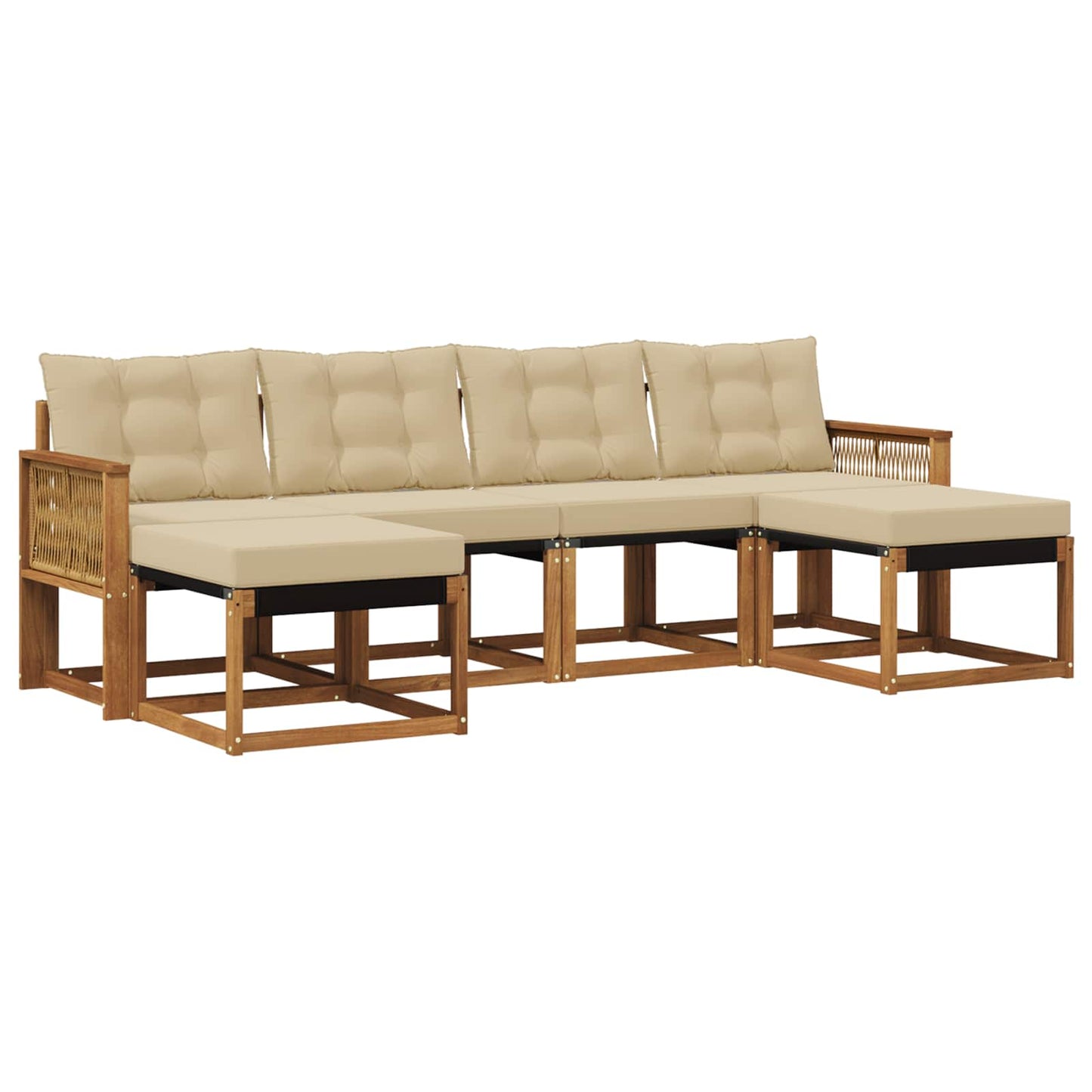 Outdoor-Sofagarnitur 6 stk. Natur und Beige