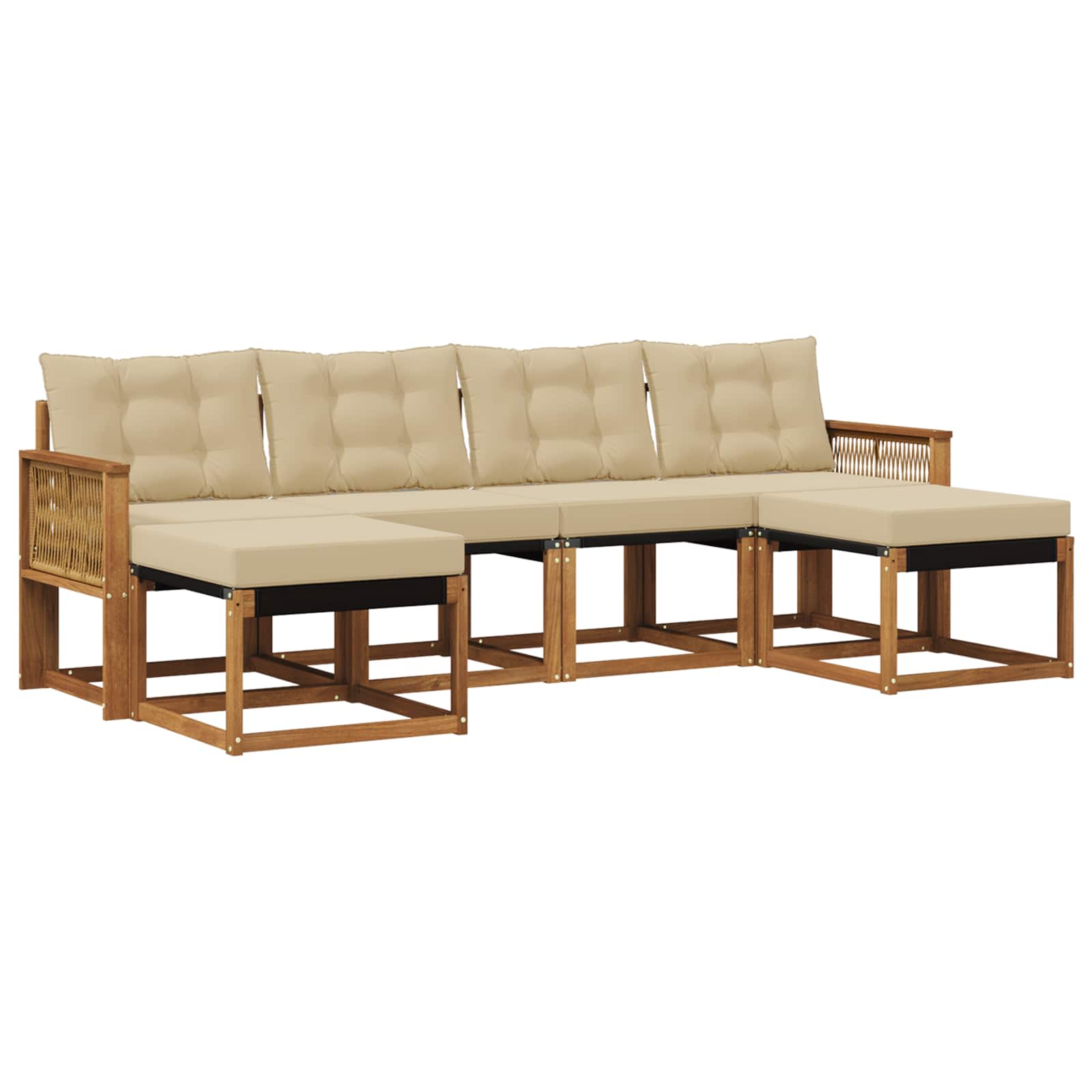 Outdoor-Sofagarnitur 6 stk. Natur und Beige