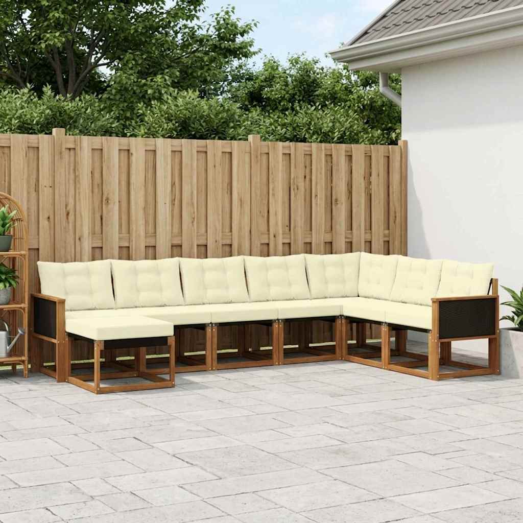 Outdoor-Sofagarnitur 8 stk. Natur und Creme