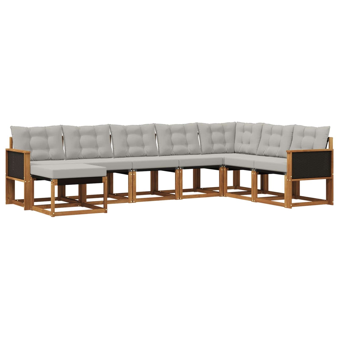 Outdoor-Sofagarnitur mit Kissen 8 pcs Natural and Light grey