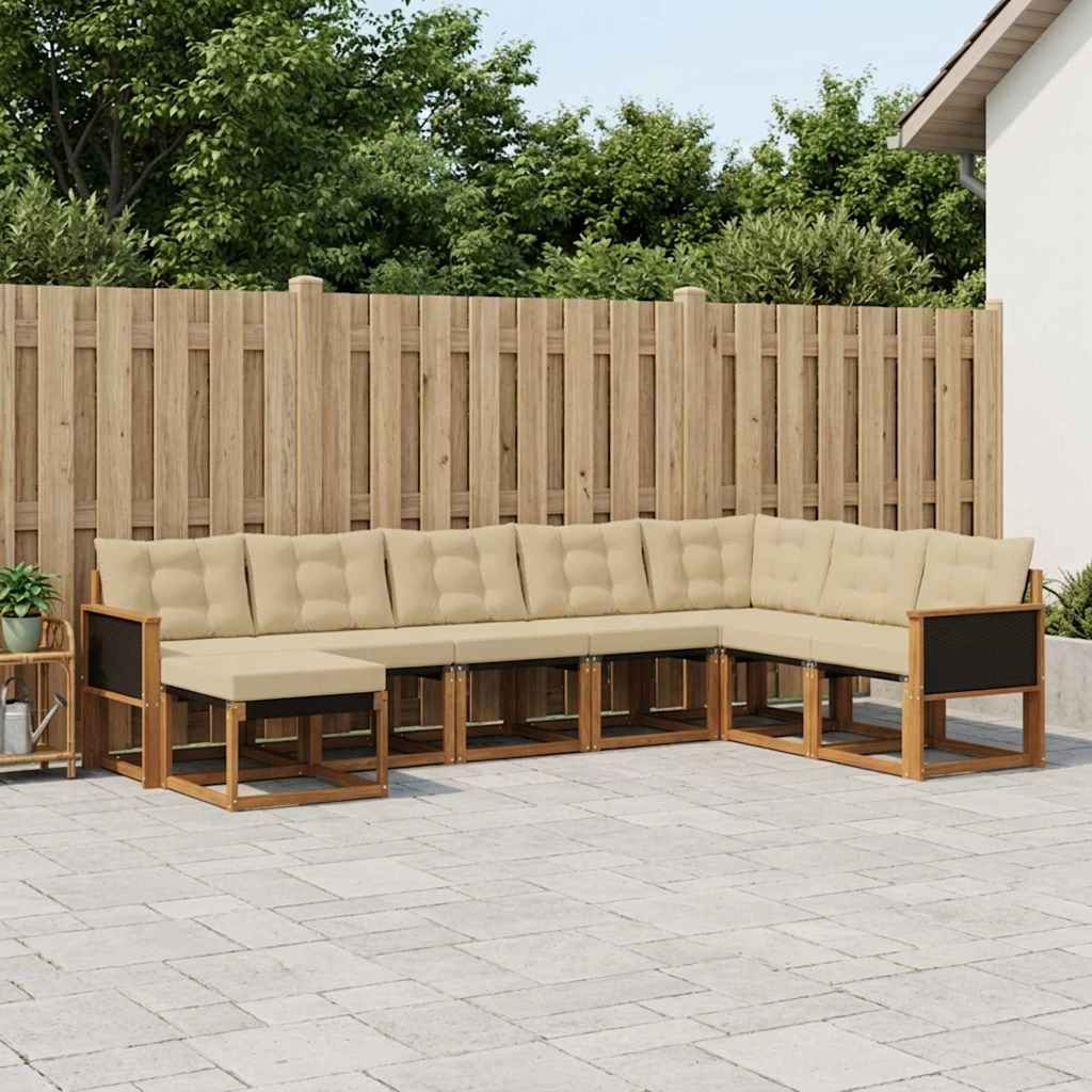 Outdoor-Sofagarnitur mit Kissen 8 pcs Natur und Beige