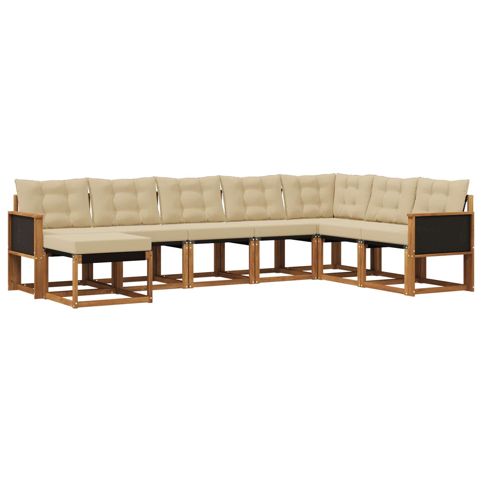 Outdoor-Sofagarnitur mit Kissen 8 pcs Natur und Beige