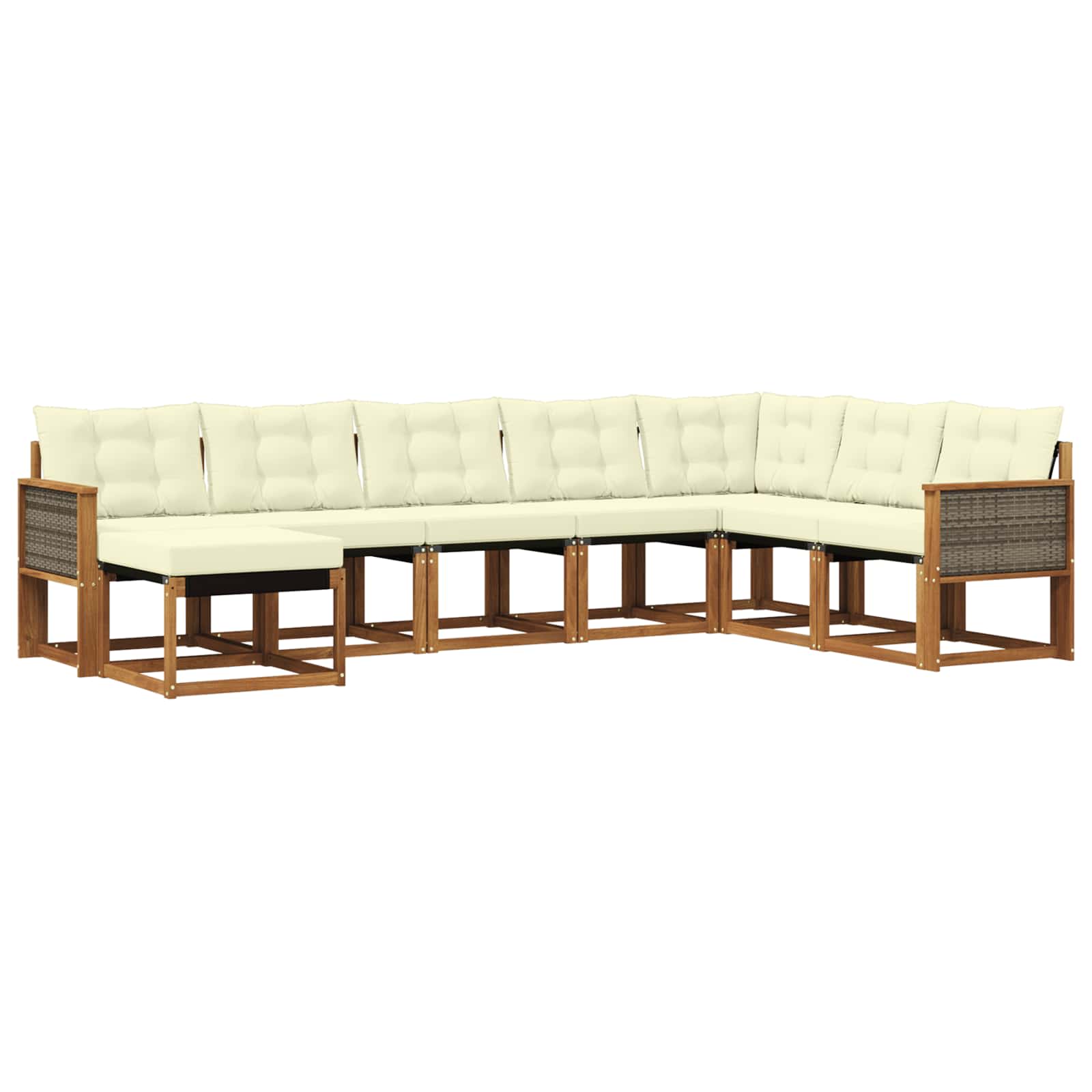 Outdoor-Sofagarnitur mit Kissen 8 pcs Natur und Creme