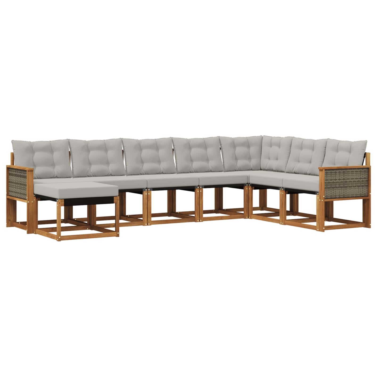 Outdoor-Sofagarnitur mit Kissen 8 pcs Natural and Light grey