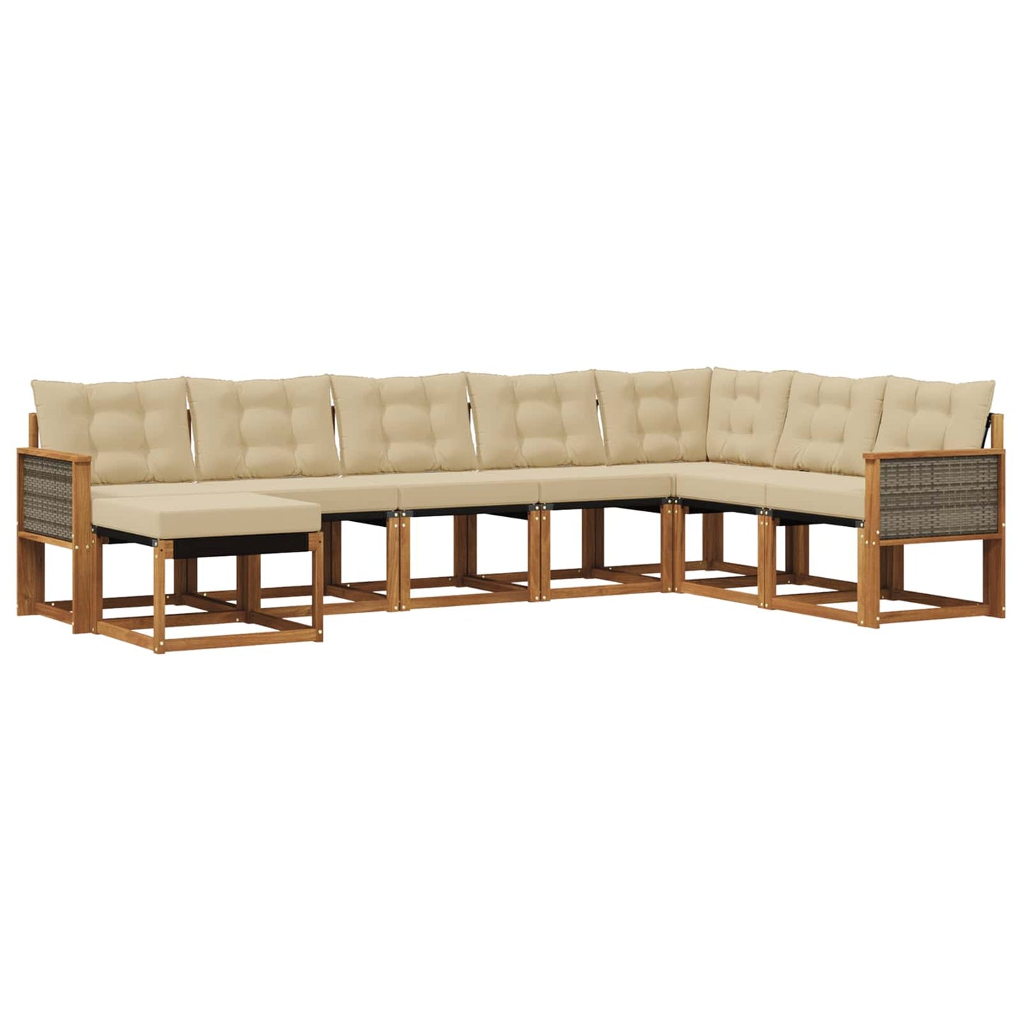 Outdoor-Sofagarnitur mit Kissen 8 pcs Natur und Beige