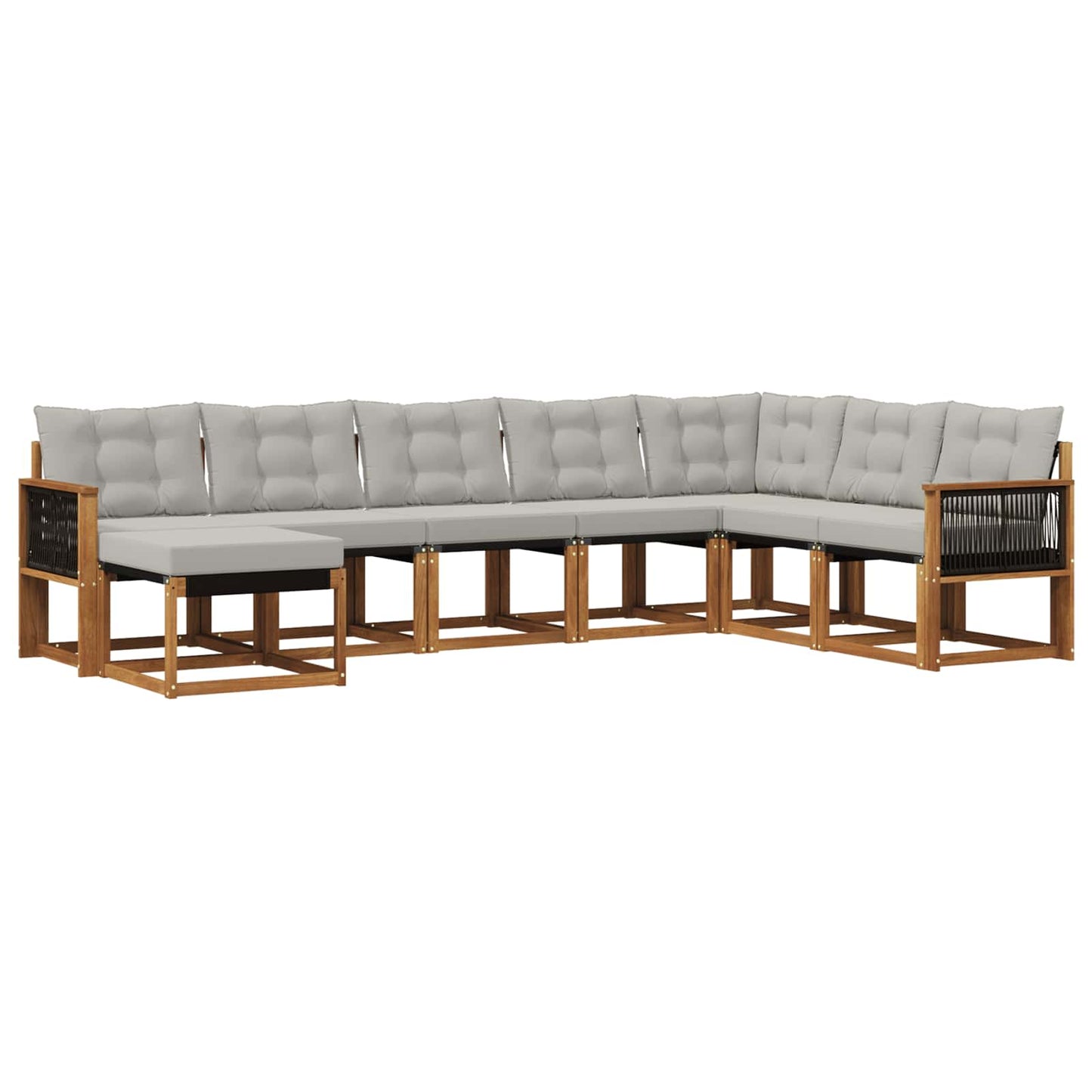 Outdoor-Sofagarnitur mit Kissen 8 pcs Natural and Light grey